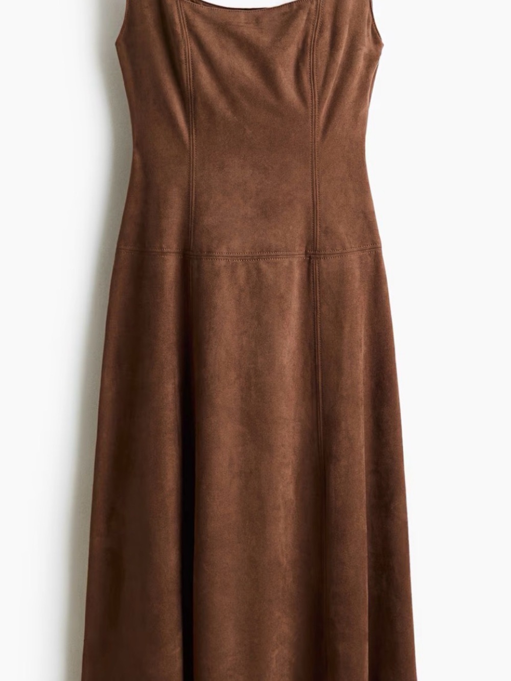 H&M Brown Faux-Suede Midi Dress